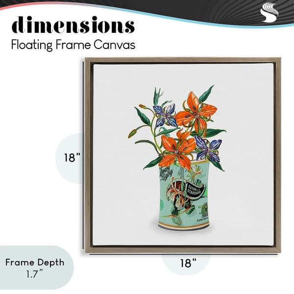 dimension image slide 2 of 7, Stupell Lilies In Retro Tin Framed Floater Canvas Wall Art, Design By Val Rhodes