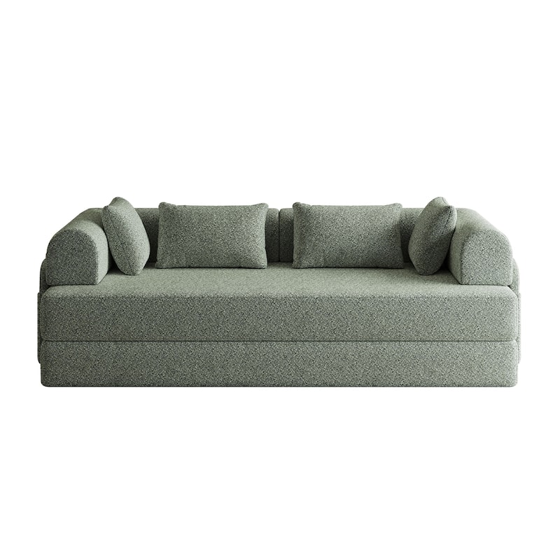 78.7-Inch Convertible Sleeper Sofa Bed With Cylindrical Pillow,Folding Sofa Bed With Side Pocket