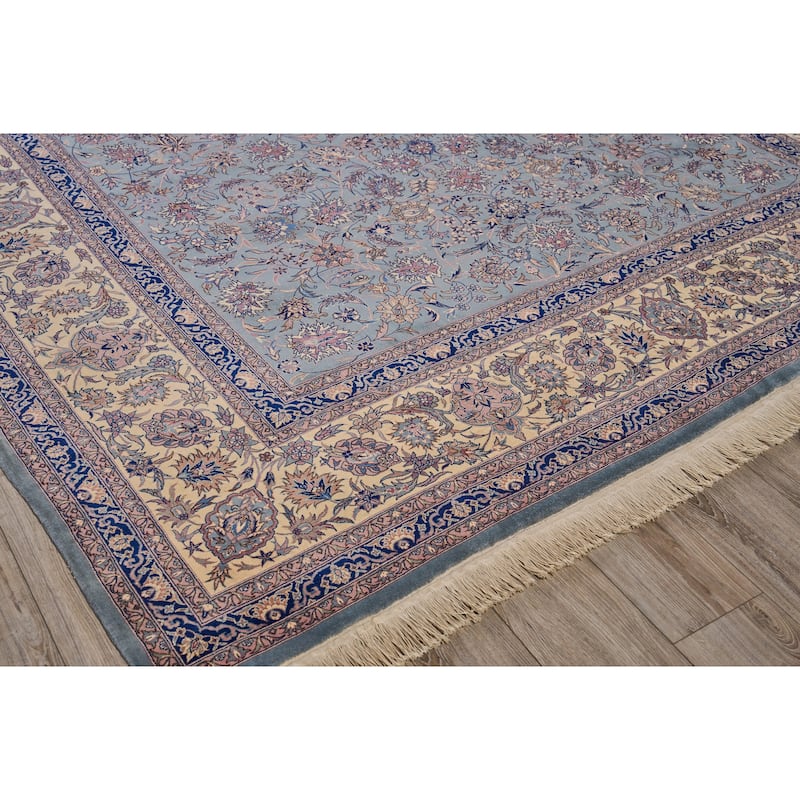 EXQUISITE RUGS ONE-OF-A-KIND Super Fine Isfahan Hand Knotted Lilac/Beige Rug - 9'2"x12'3"