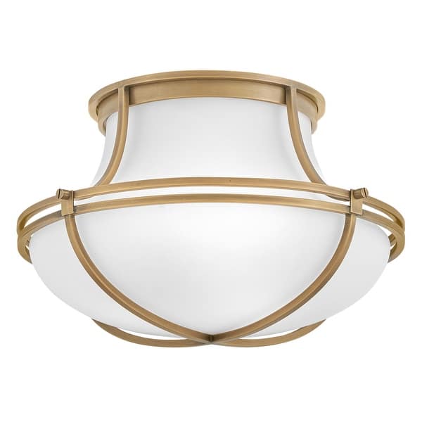 slide 1 of 1, Hinkley Lighting 44491 Saddler 3 Light 16" Wide Flush Mount Ceiling Heritage Brass