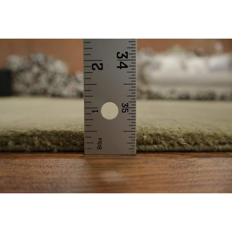 Hand Knotted Oriental 100% Wool Carpet Modern Abstract Green Nepalese Area Rug - 5' 0'' X 3' 0''