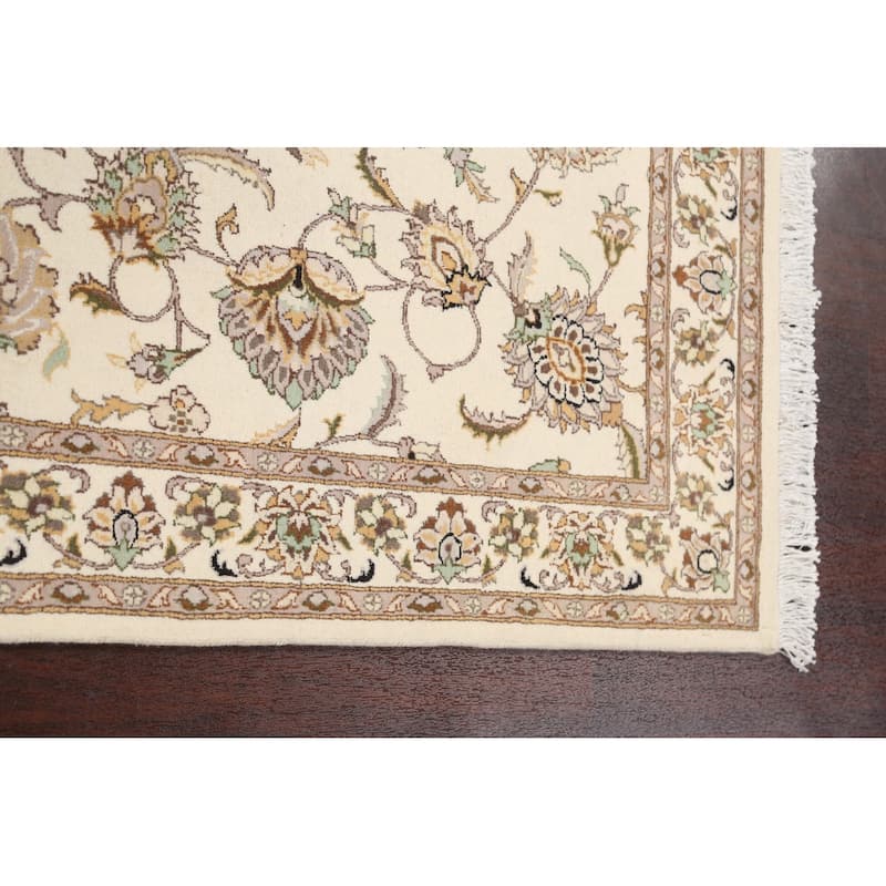 Floral Vegetable Dye Tabriz Oriental Area Rug Wool Hand-knotted Carpet - 4'0" x 6'4"