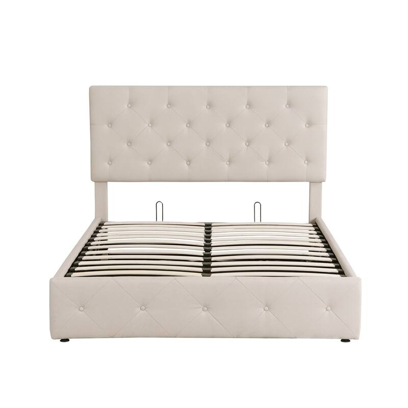 Merax Upholstered Platform bed with a Hydraulic Storage System Bed