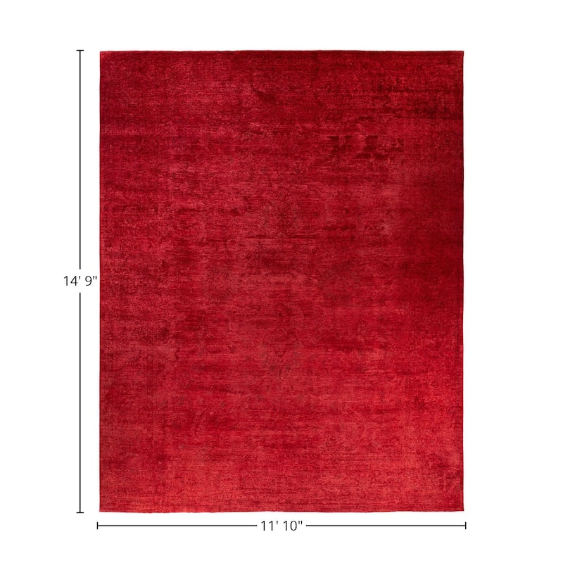 Overton Hand Knotted Wool Vintage Inspired Modern Contemporary Overdyed Red Area Rug - 11' 10" x 14' 9"