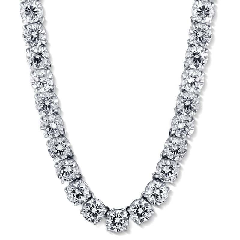 Huge 69 Ct Diamond Tennis Necklace White Gold 18" Lab Grown