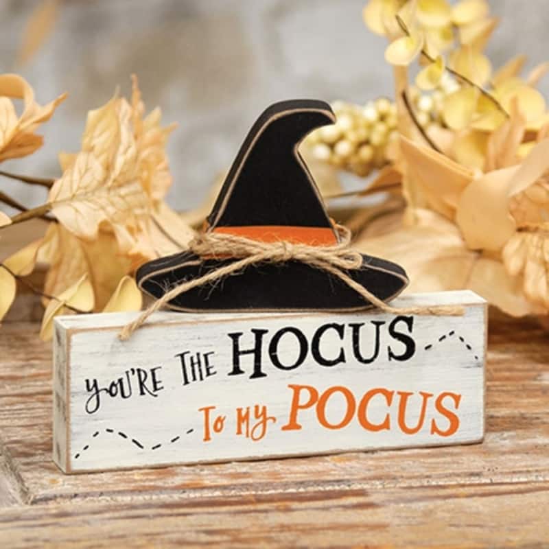 2/Set - Hocus Pocus Wooden Block & Witch Hat Sitters - Multi