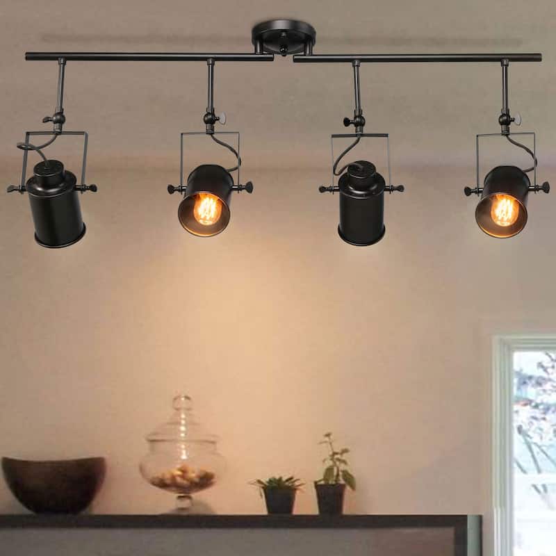 Carbon Loft DeMille Black 4-Light Spotlight Industrial Ceiling Tracking Lights - W36.5"xH15"xE4.75"