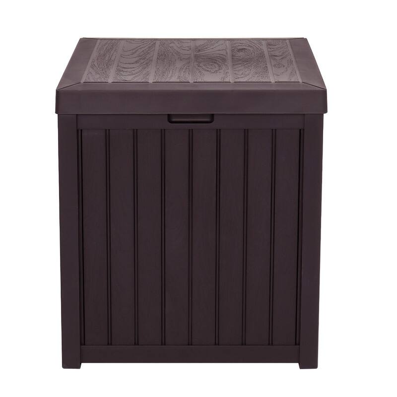 Outdoor Garden Plastic Storage Deck Box - 22"x22"x24.5"(LWH)|51 Gal|440 LBS - Brown-Updated board