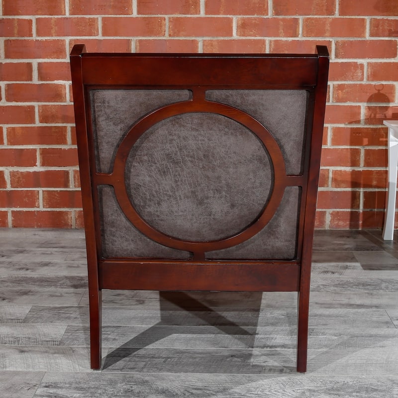 DTY Indoor Living Breckenridge Leather Accent Chair, Gray Suede