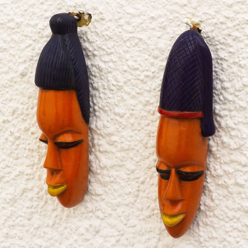 Novica Handmade Efo Kple African Wood Masks (Pair)