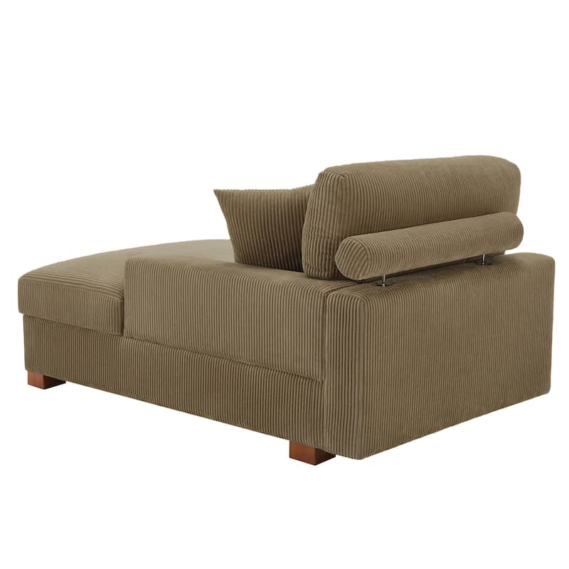 Modern L-Shaped Corduroy Modular Sectional Couch Sofa with Pillows