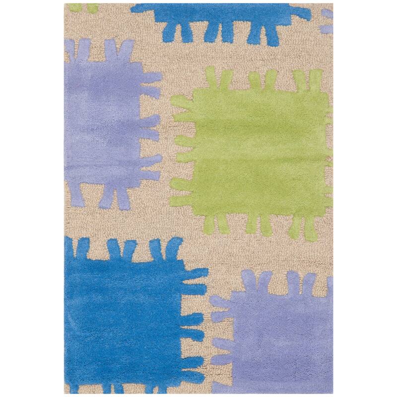 SAFAVIEH Handmade Children's Patches Sydnee Beige New Zealand Wool Rug - 2' x 3' - Beige/Multi
