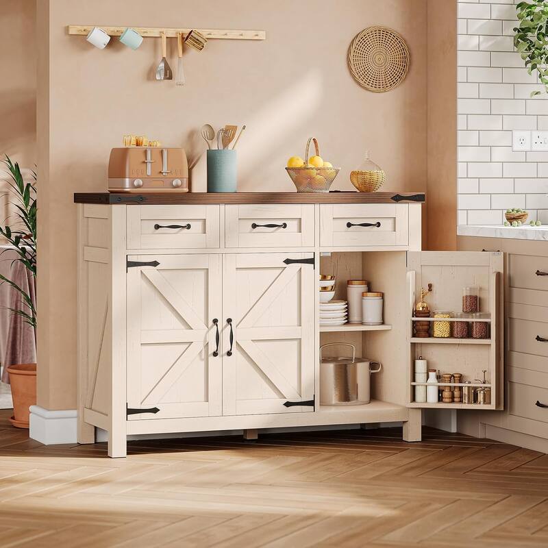 Buffet Cabinet Bar Cabinet Coffee Credenza Sideboard Barn Door Drawer