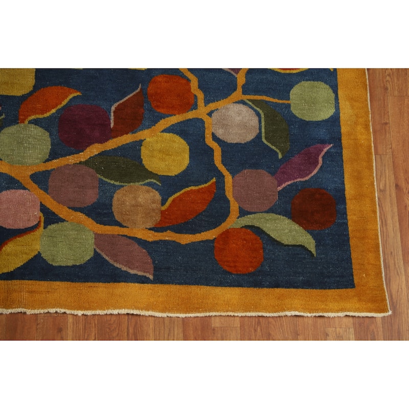 Vegetable Dye Art Deco Chinese Antique Rug Hand-Knotted Wool Carpet - 6'11" x 10'8"