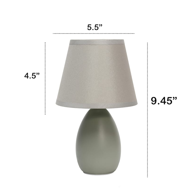 9.45" Petite Oblong Lamp 2 Pack Set w Matching Fabric Shade