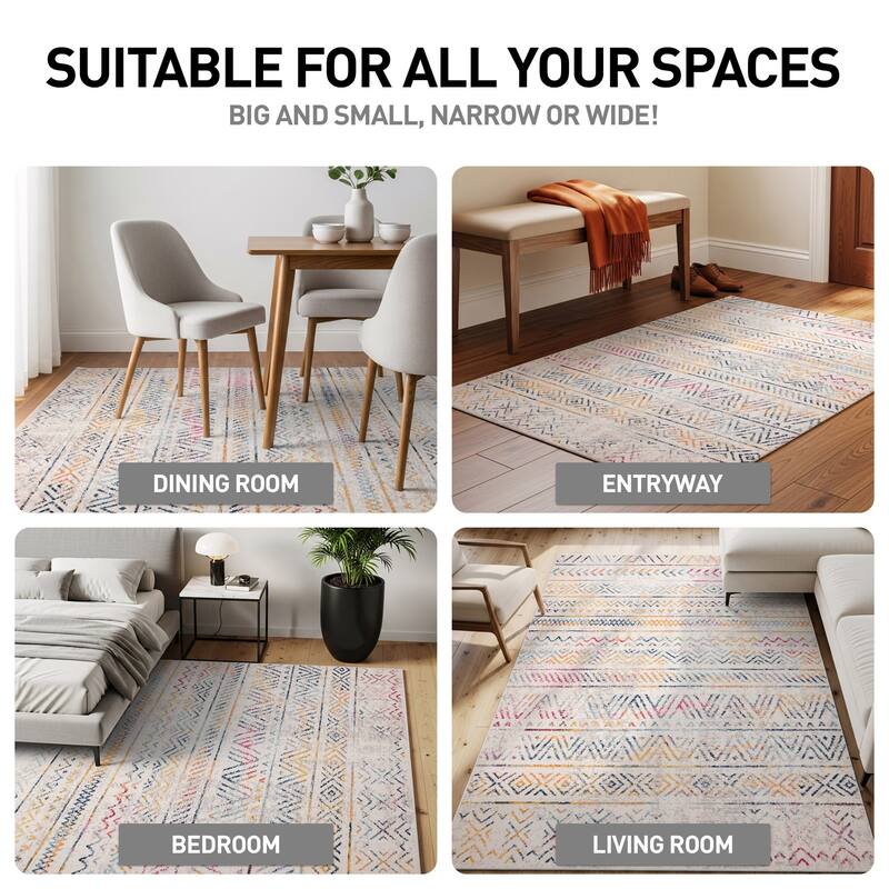 The Curated Nomad Midtown Geometric Distressed Bohemian Rug