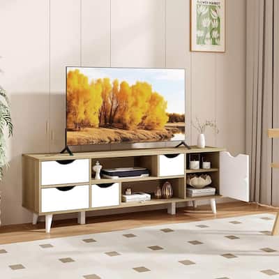 TV Stand for TVs up to 55" w/ Storage 4 Drawers & 2 Open Shelves - 48"