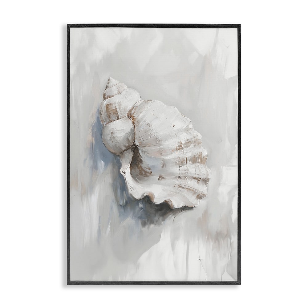 Stupell Neutral Curved Seashell Framed Giclee Art Design By Ramona Murdock