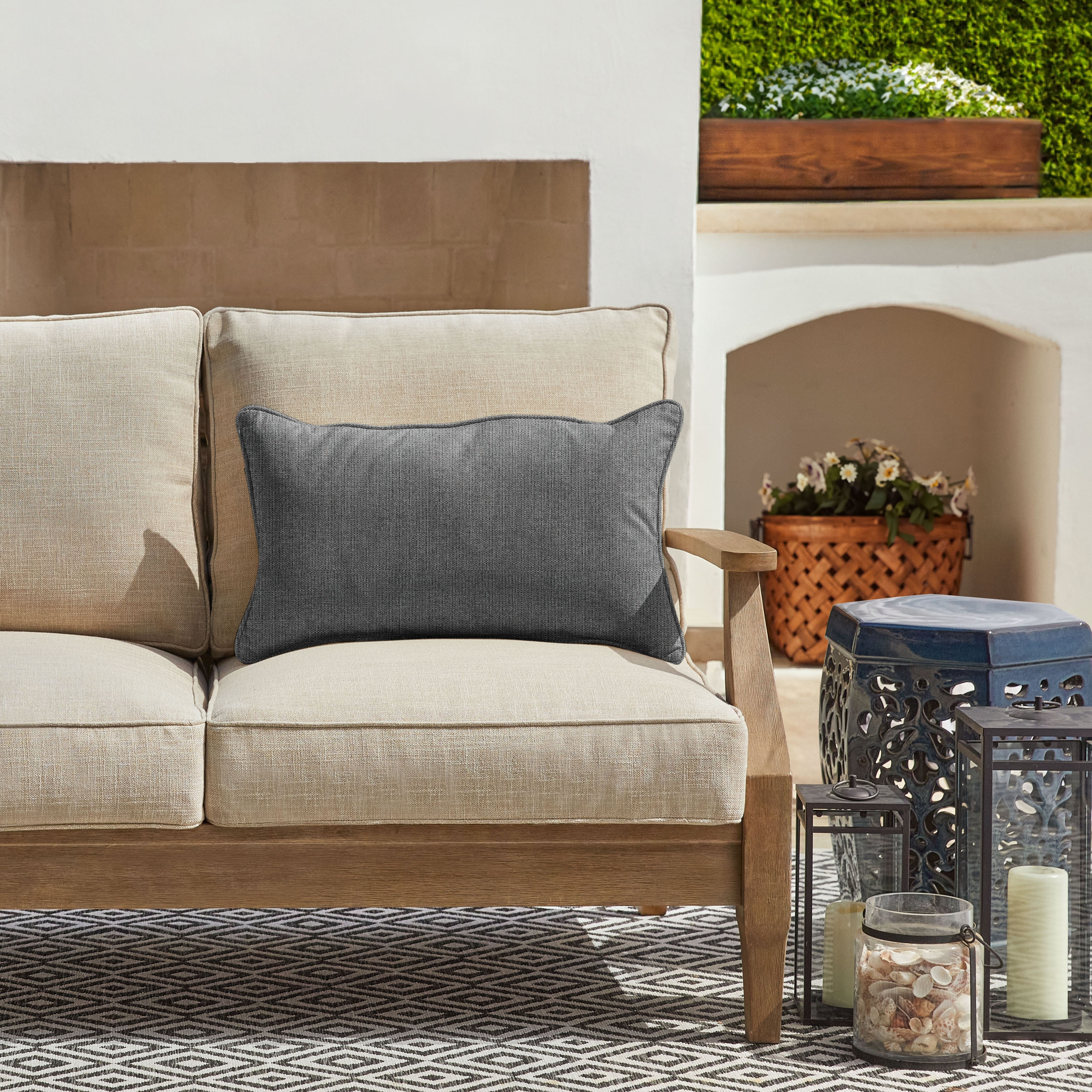 Sunbrella Textured Indoor/Outdoor Corded Lumbar Pillow (Single)