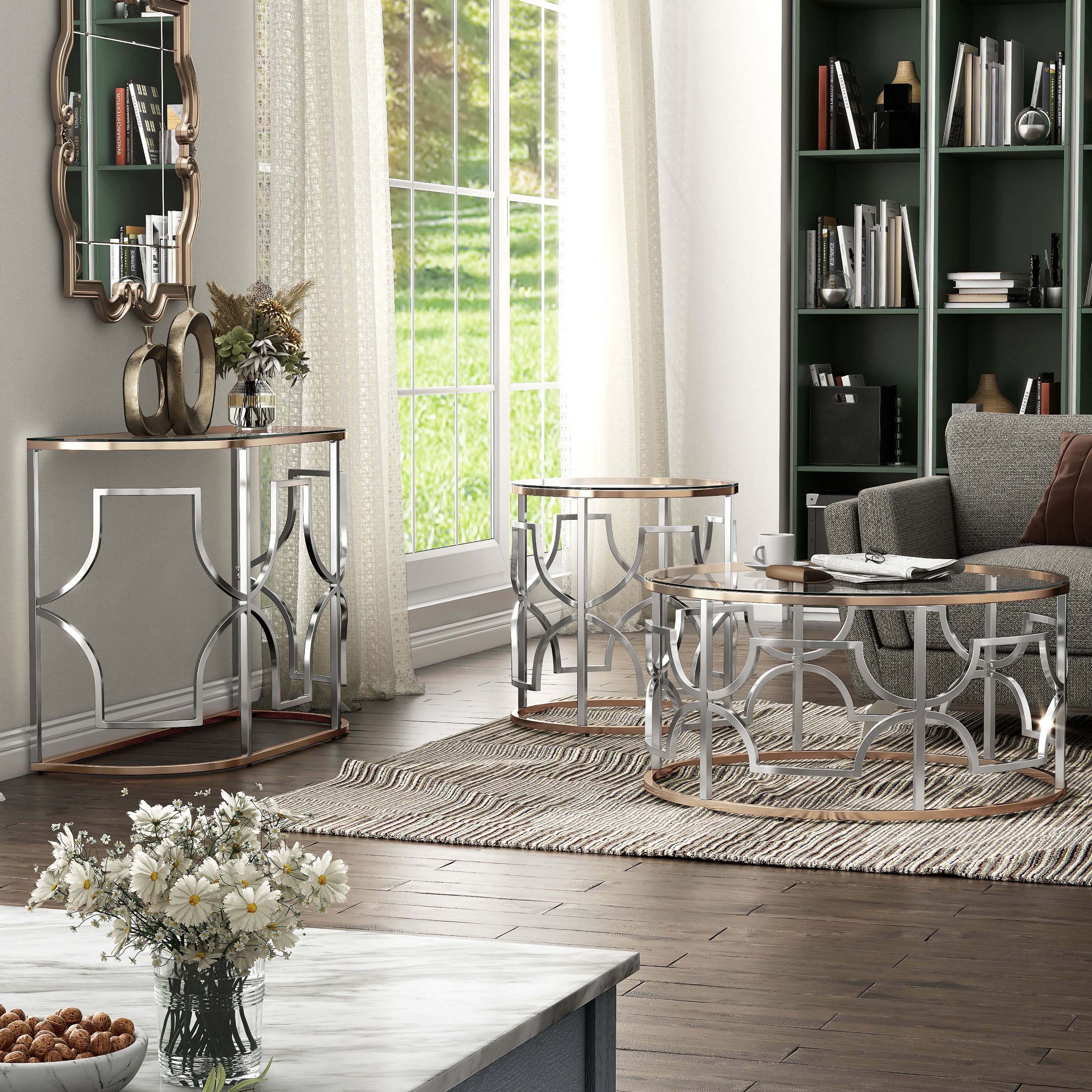 Chrome coffee and end table deals sets