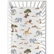 preview thumbnail 1 of 4, Jungle Animals Fitted Crib Sheet Hunter Green Yellow Grey Black and White Safari Elephant Giraffe Lion Monkey Leopard Cheetah