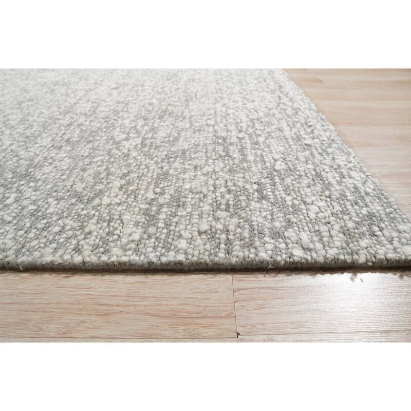 Hand-Knotted Wool Modern Flat Weave Rug, 6' x 9', Dark Gray Area Rug, Contemporary Design for Elegant Spaces - L
