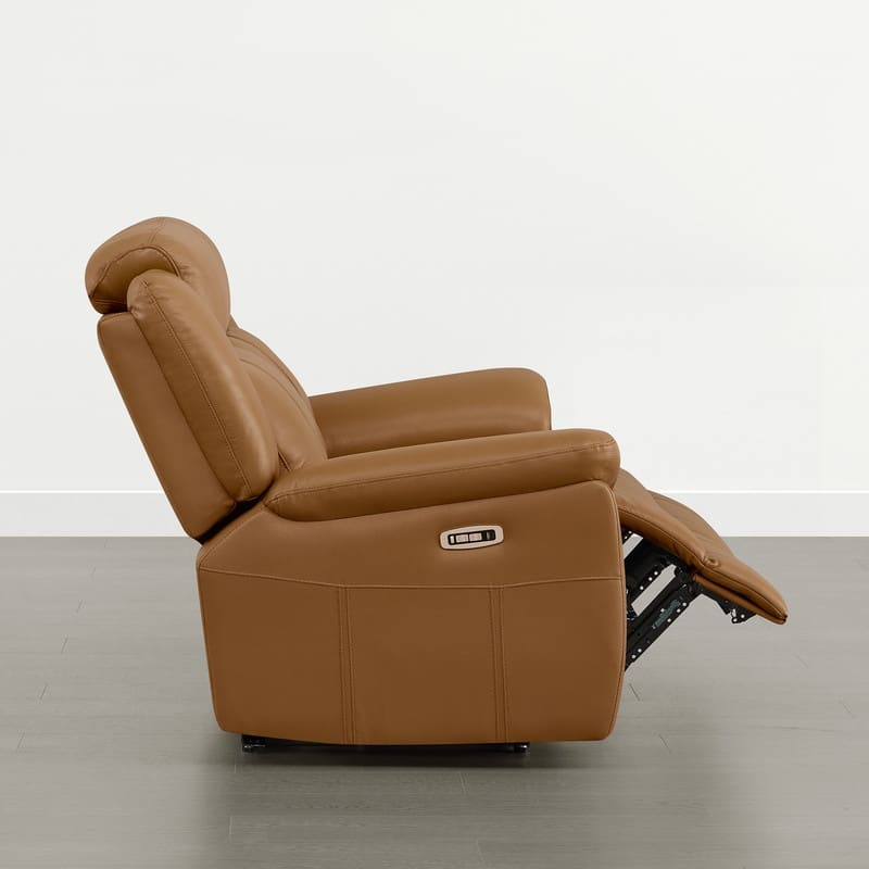 Spruce & Spring Genuine Leather Power Reclining Sofa with Optional Console & Flip-Down Table