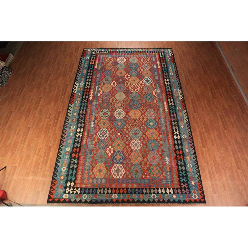 Kilim Oriental Large Rug Hand-Woven Wool Carpet - 10'4"x 16'5"