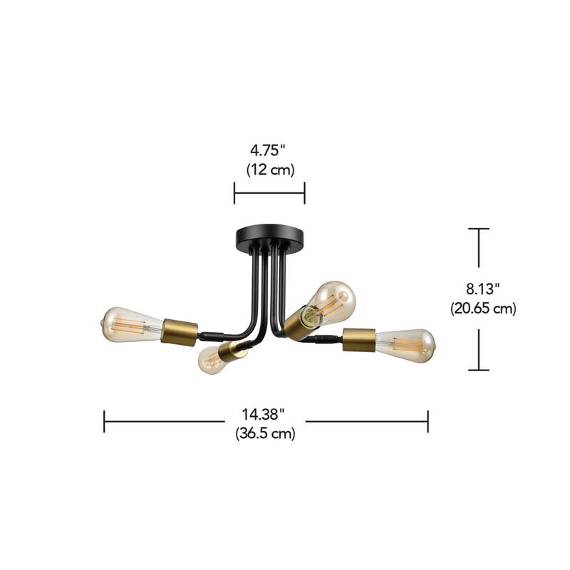 Globe Electric 91005465 Samuel 4 Light 14" Wide Semi-Flush Ceiling
