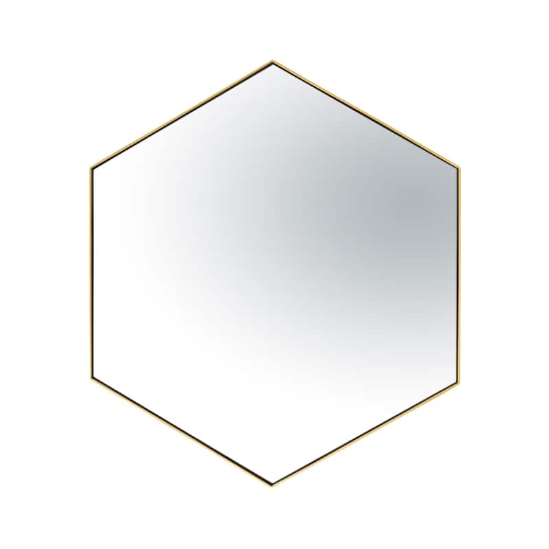 Put A Spell On You 30-in Framed Hexagonal Mirror - Gold