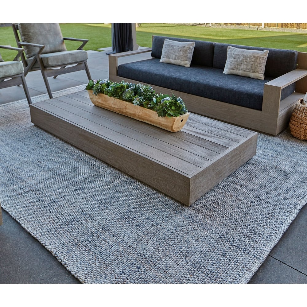 Siona Space Dyed In/Outdoor Flatweave, Dusty Blue, Area Rug