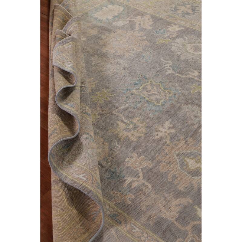 Hand Knotted Oriental 100% Wool Carpet Transitional All-Over Greys & Charcoal Oushak Area Rug - 9' 10'' X 8' 1''