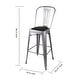 preview thumbnail 9 of 25, High Back Metal Barstool with Black/Brown Leather Cushion-Set of 4