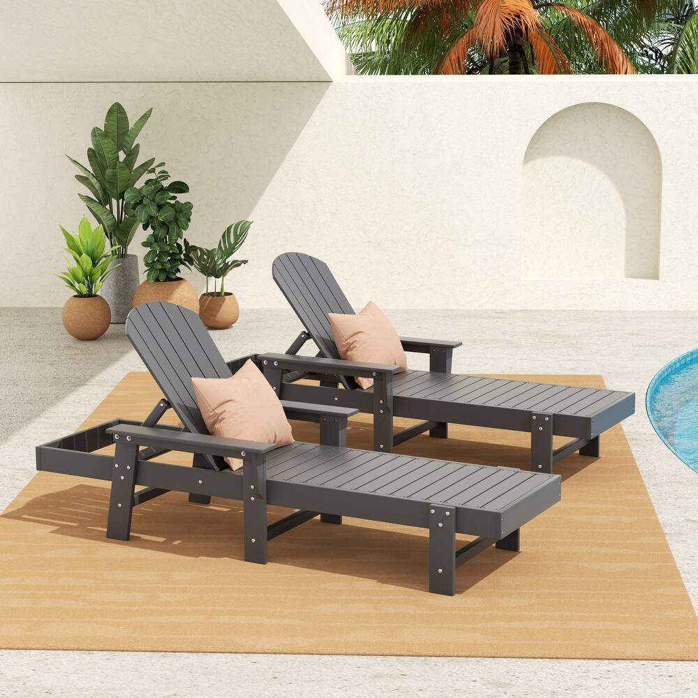 Altura Poly Eco-Friendly All Weather Reclining Chaise Lounge with Arms (Set of 2)