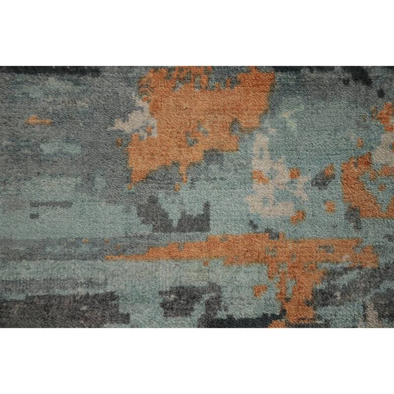 Hand Knotted Oriental Viscose Silk Carpet Modern Animal Pictorial Multi-Colored Abstract Area Rug - 7' 10'' X 4' 11''