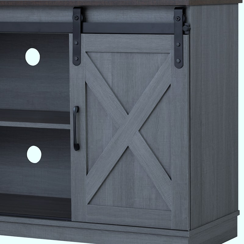 56-inch Dark Grey Wood TV Stand Media Console TV Entertainment Center