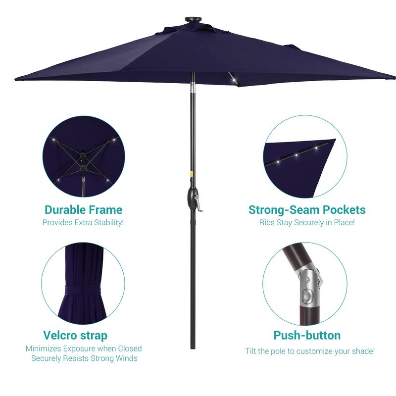 BONOSUKI 6.5x6.5Ft LED Patio Market Umbrella Weather-Resistant Frame