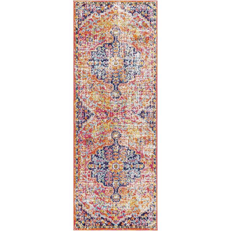 Livabliss Harput Updated Traditional Medallion Area Rug - Pink - 2' 7" x 7' 3"