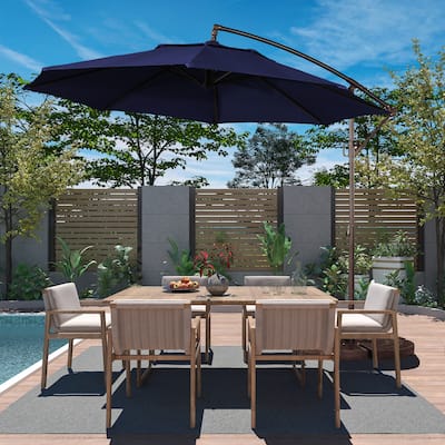 11FT Outdoor Cantilever Umbrella 360 Rotation Patio Offset Umbrella