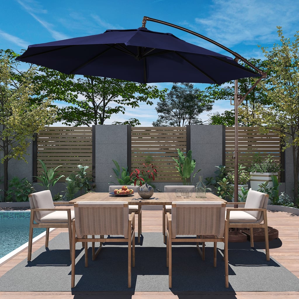 11FT Outdoor Cantilever Umbrella 360 Rotation Patio Offset Umbrella