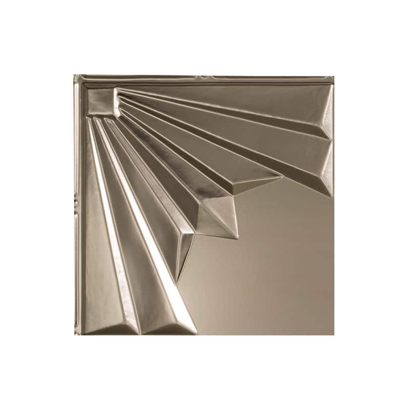 Fasade Art Deco Decorative Vinyl 2ft x 2ft Lay In Ceiling Tile in Brushed Nickel (5 Pack) - 12x12 Inch Sample