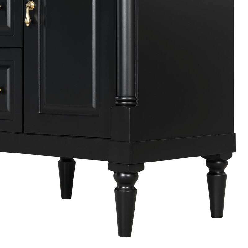 36" Bathroom Vanity with Sink, Freestanding Bathroom Cabinet with Ceramic Basin, Flip Drawer