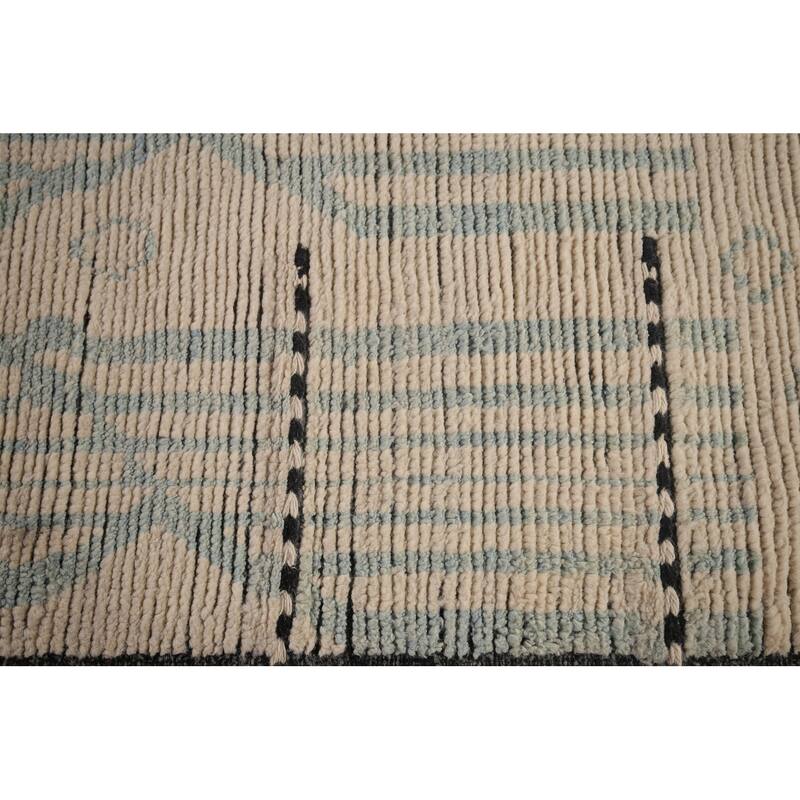 Ivory Moroccan Oriental Large Area Rug Hand-Knotted Wool Carpet - 12'0"x 15'3"
