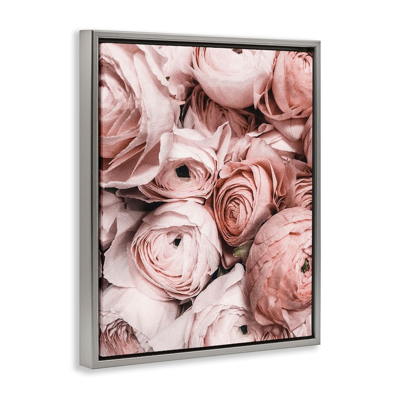 Stupell Pink Muted Peonies Framed Floater Canvas Wall Art Design by Incado