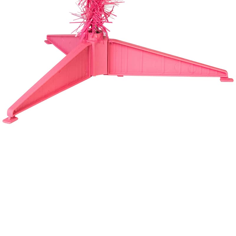 Pre-Lit Tinsel Artificial Christmas Tree - 3' - Pink - Clear Lights - 3 Foot