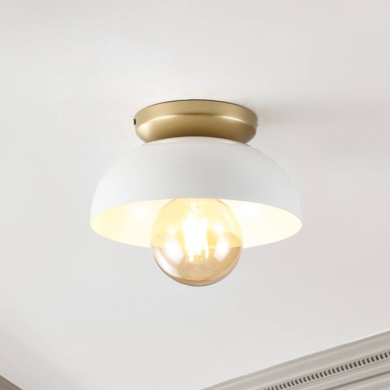 Rodanthe 8.5" 1-Light Classic Industrial Iron LED Flush Mount, by JONATHAN Y
