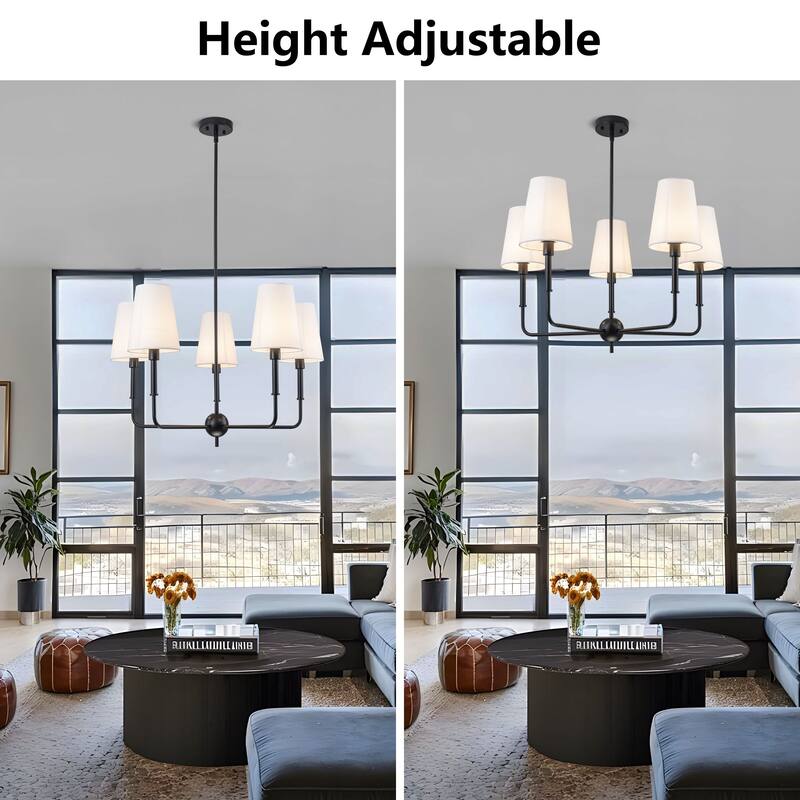 Starsky 5-Light Classic Traditional Chandelier with White Fabric Shades