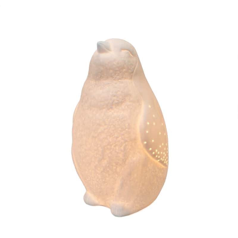 Simple Designs Porcelain Arctic Penguin Shaped Table Lamp - 6.29"L X 6.29"W X 10.23"H