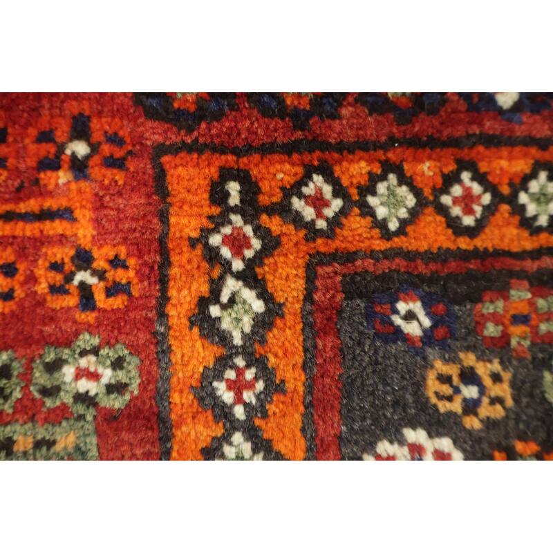 Hand Knotted Oriental 100% Wool Carpet Traditional Tribal Red Shiraz Area Rug - 6' 8'' X 3' 8''