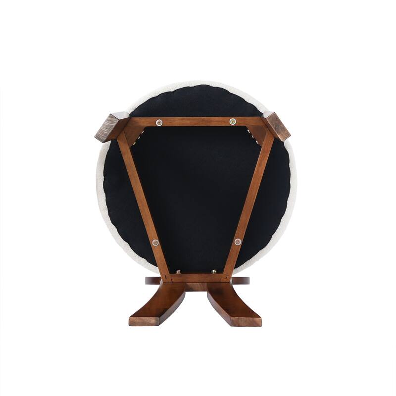 Vintage Rubber Solid Wood Dining Chair, Sheep Plush Dining Chair, Armless Dining Chair(Set Of 2)